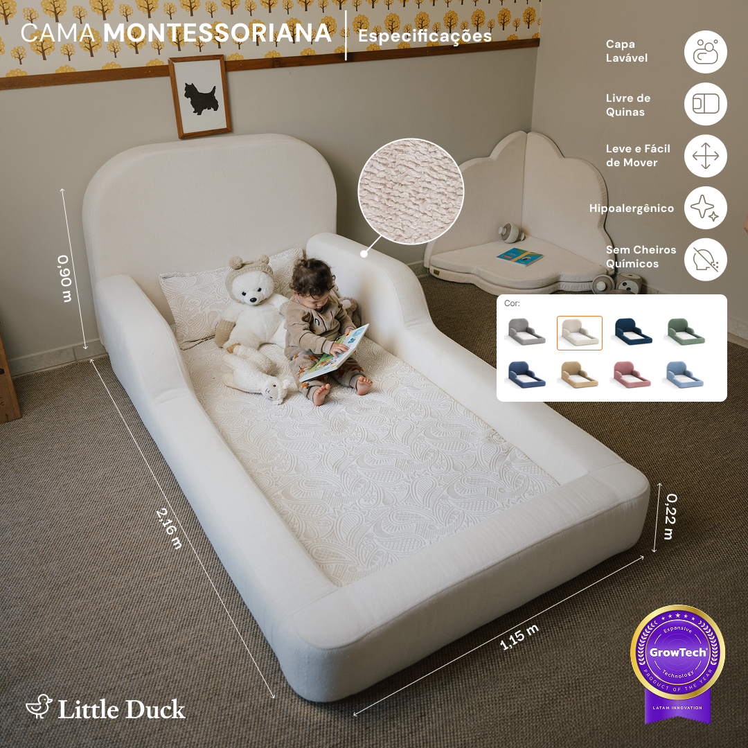 Cama Montessoriana Solteiro - Linho | Little Duck