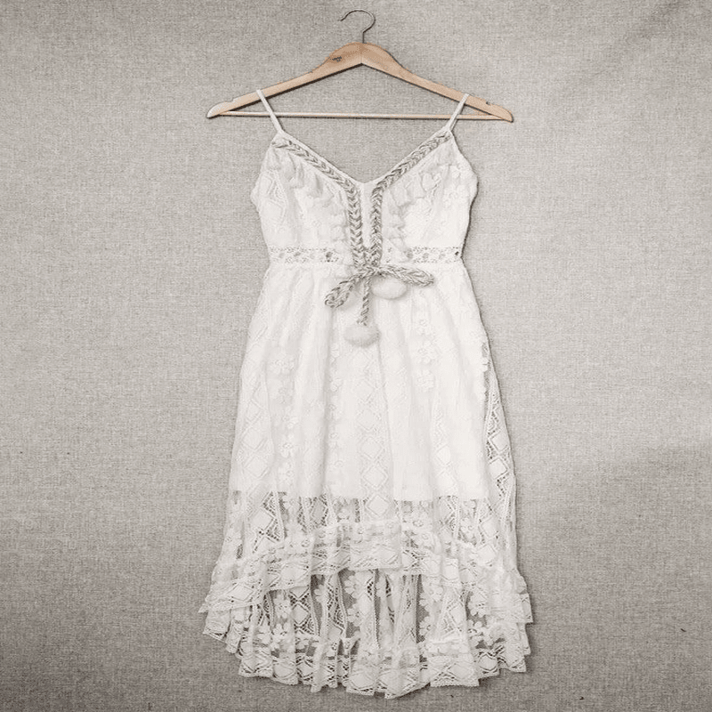 Vestido Midi Mullet Renda e Babados