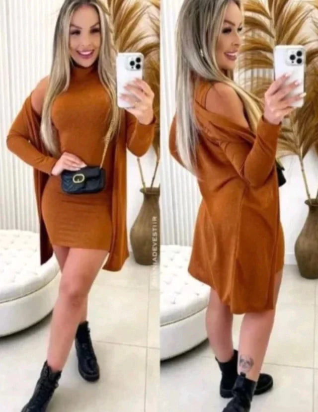 VESTIDO COM CARDIGAN (COD 1049)