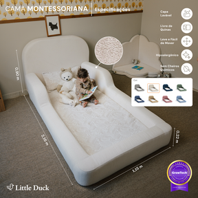 Cama Montessoriana Solteiro - Linho | Little Duck