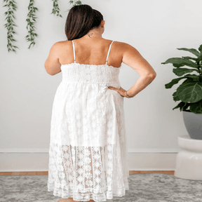Vestido Midi Mullet Renda e Babados