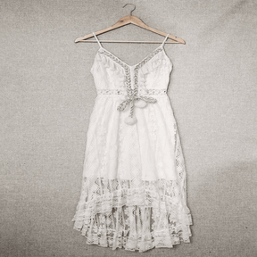 Vestido Midi Mullet Renda e Babados