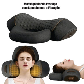 Alívio Instantâneo: Travesseiro Massageador Cervical com Calor e Vibração para Relaxamento Total