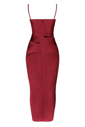 Vestido Midi Jade Vinho