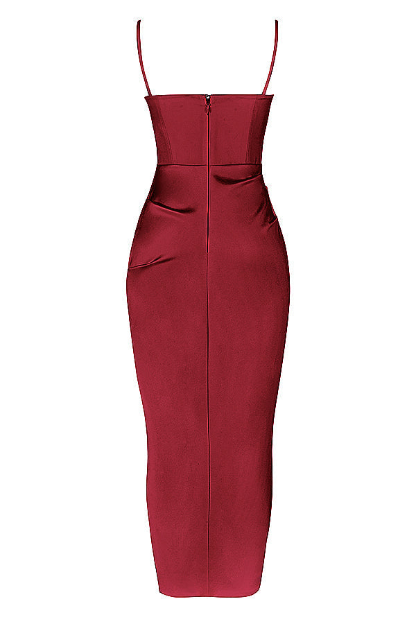 Vestido Midi Jade Vinho